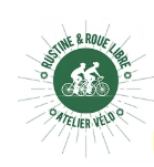 Logo rustine et roue libre, atelier vélo